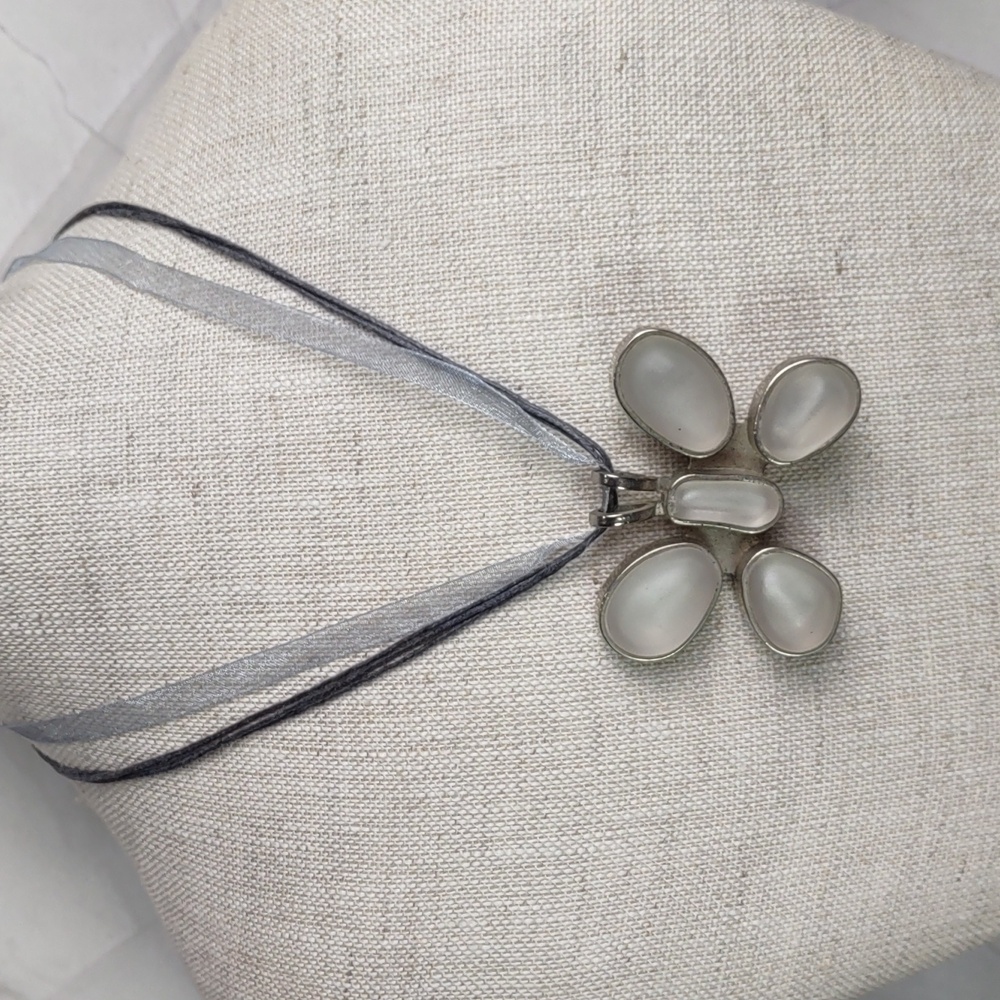 Vintage Rebecca Collins Frosted Butterfly Pendant/Scarf Clip